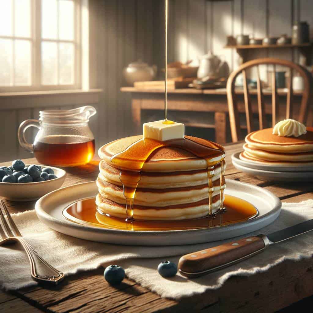 Buttermilk pancakes from scratch with butter.