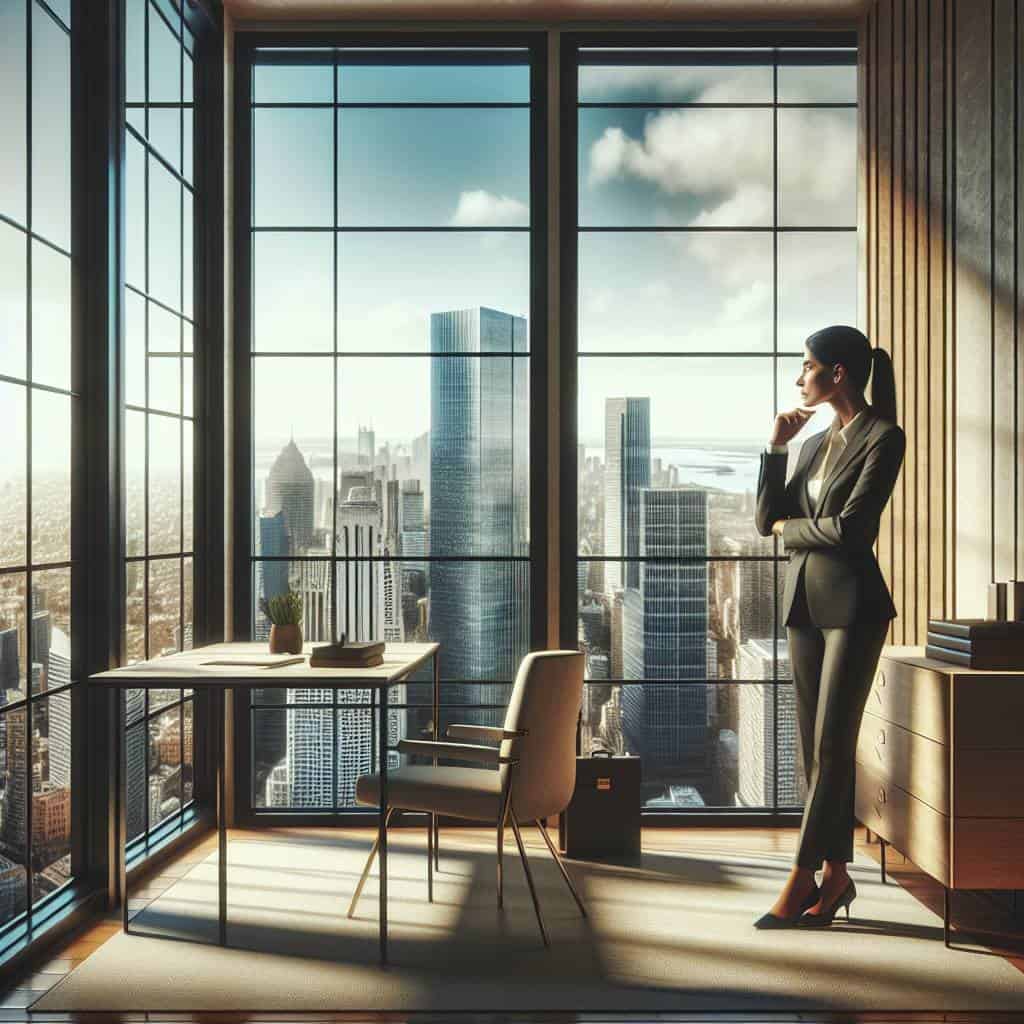 Career & Work: modern office with view