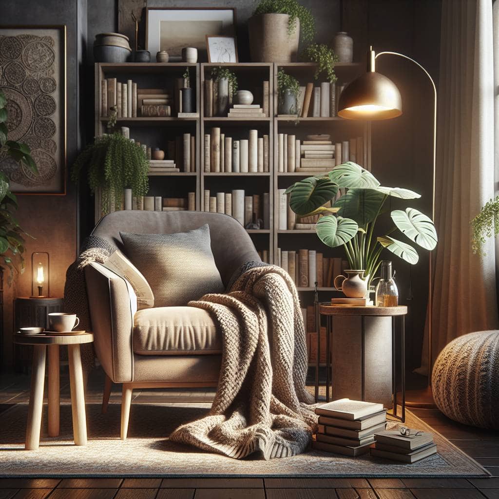 Creating a cozy reading nook setup.