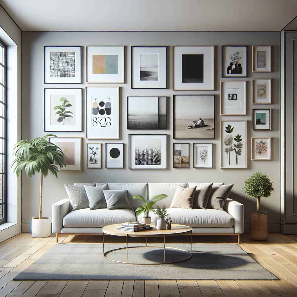 Creating a gallery wall in living room.