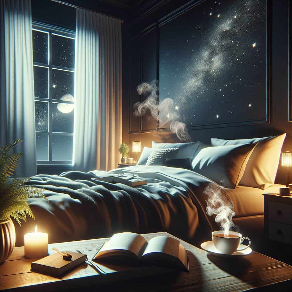 Creating a relaxing bedtime routine scene.