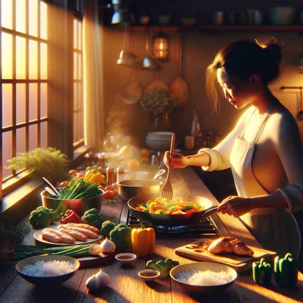 Easy weeknight dinner ideas in kitchen.