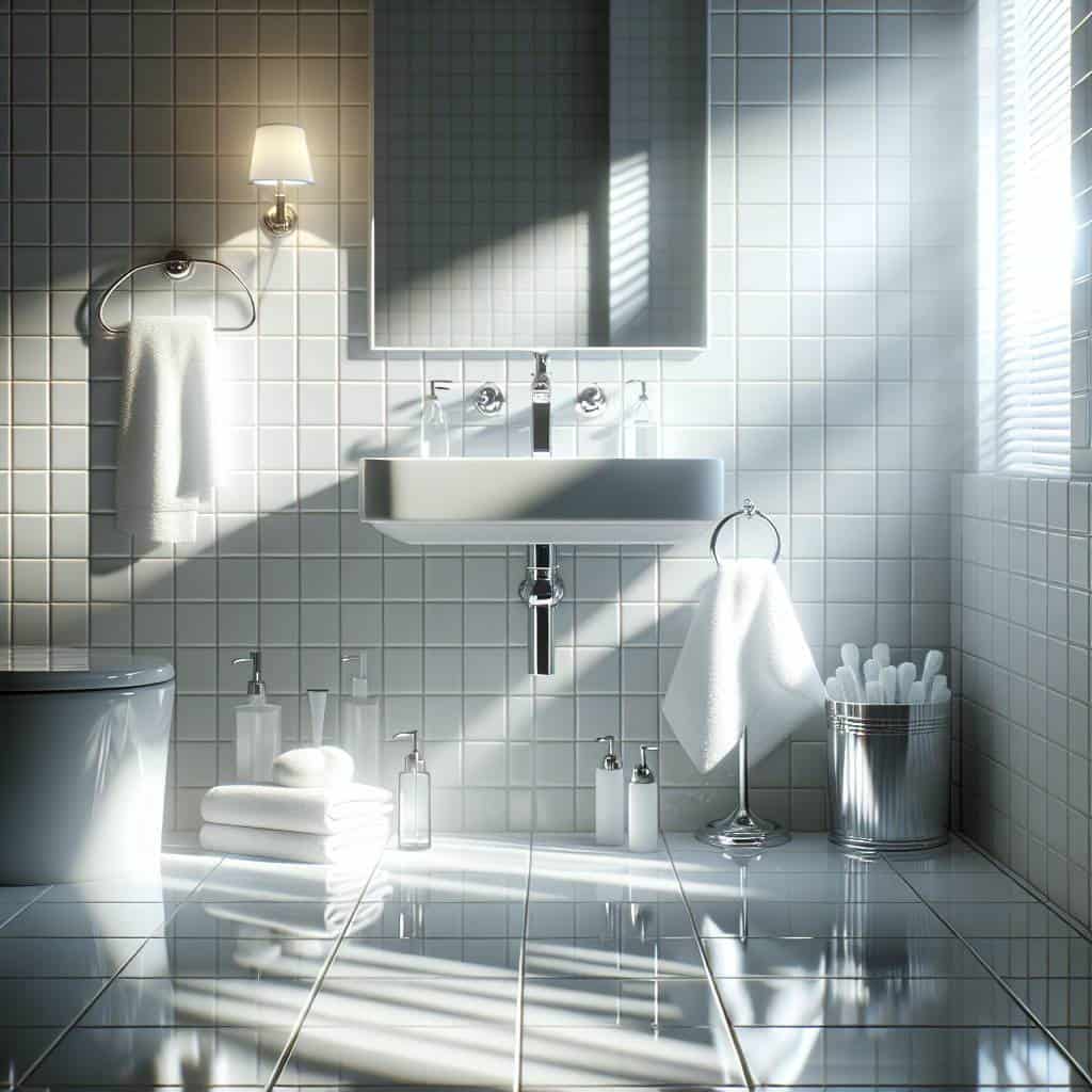 How to deep clean a bathroom scene.