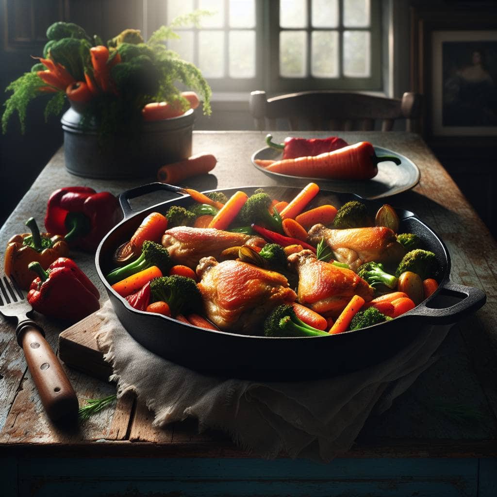 One pan chicken and vegetables recipe meal