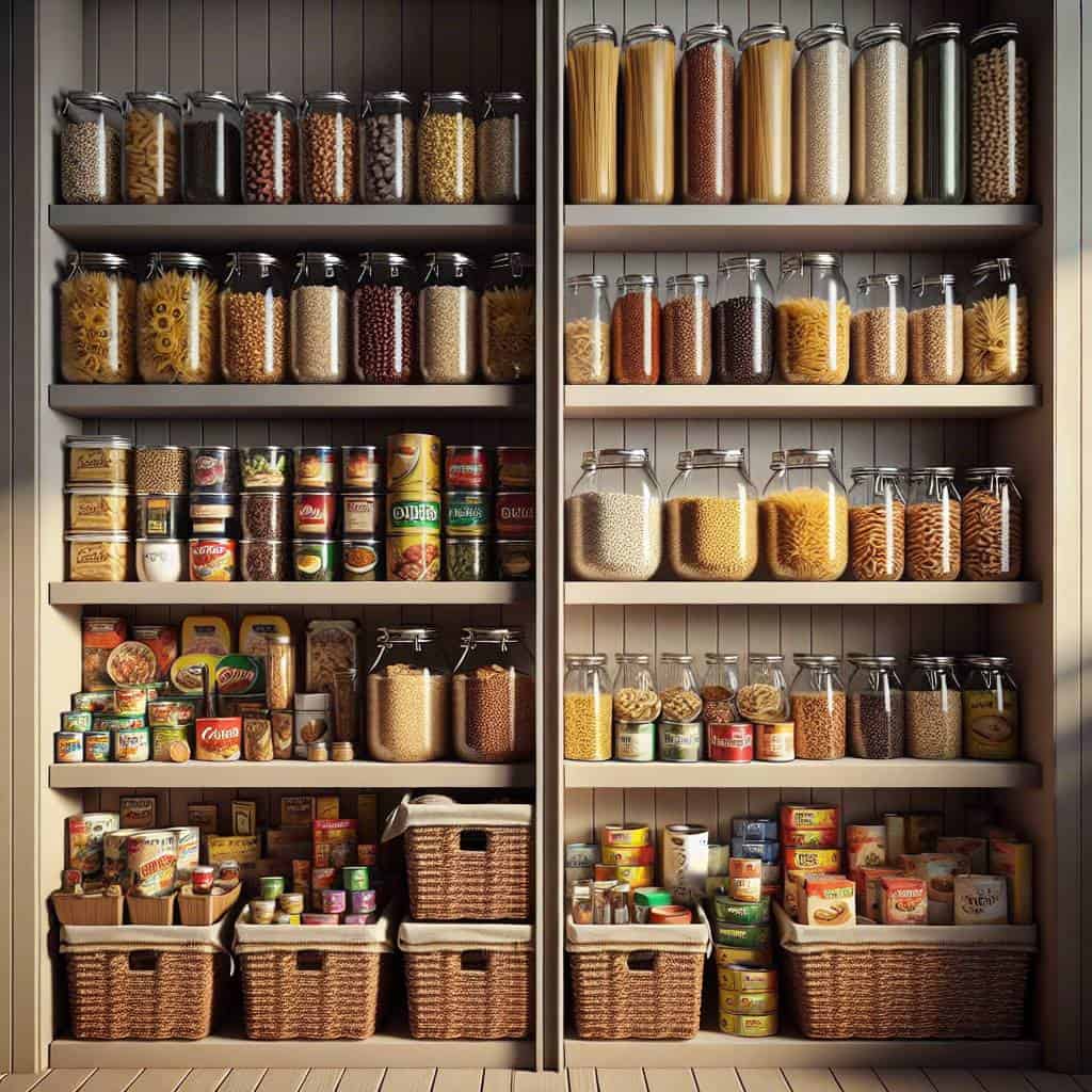 Organizing a pantry effectively with jars.