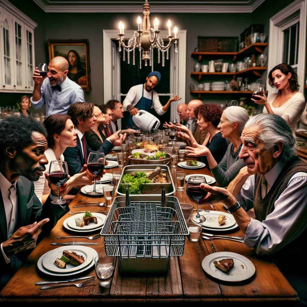 Relationships & Social Life at dinner party.