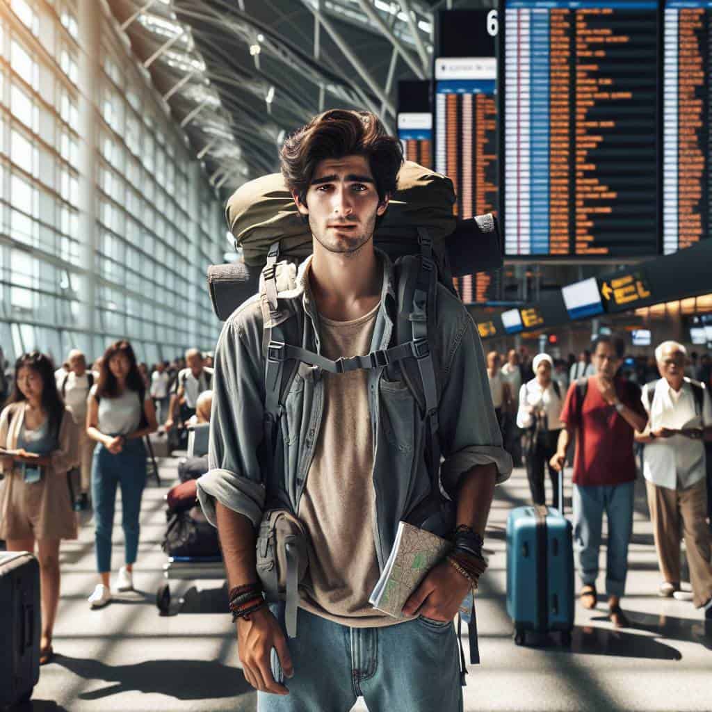 Solo travel tips for beginners airport scene.
