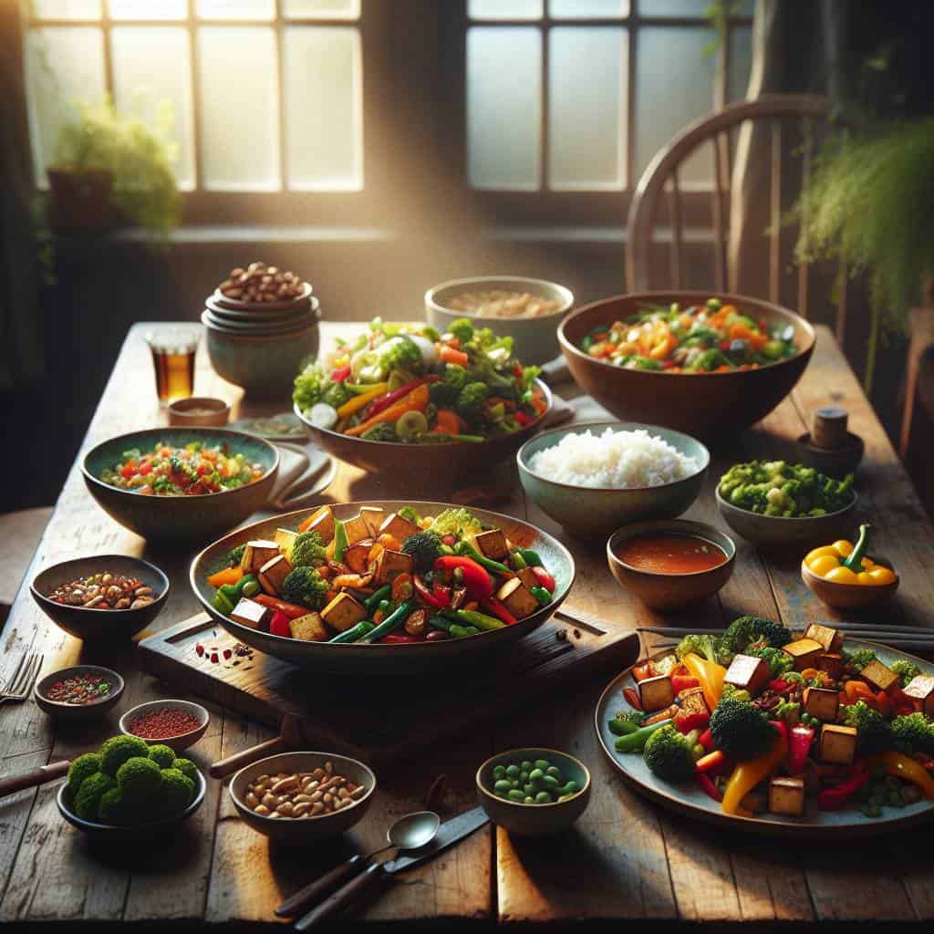 Vegetarian dinner recipes: colorful tofu stir-fry