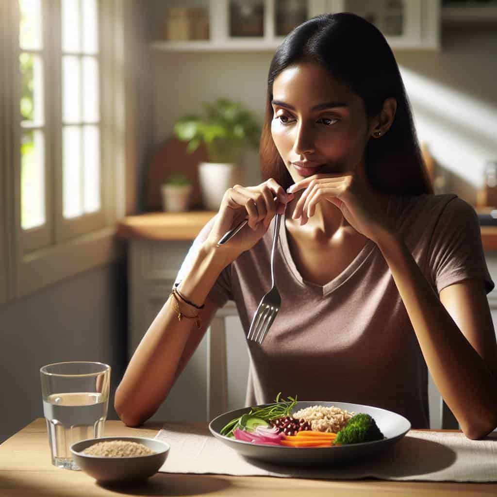 What is mindful eating scene depicted.