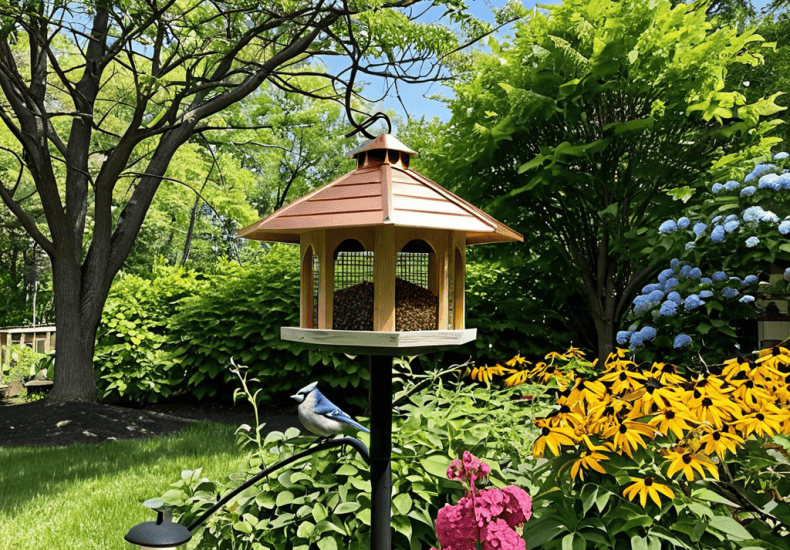 attract birds with feeders and plants