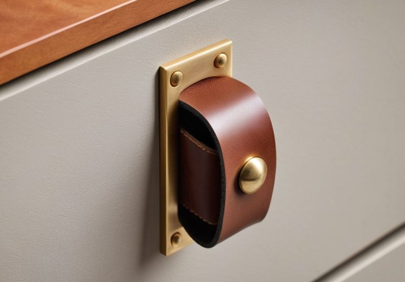 DIY leather drawer pulls installation