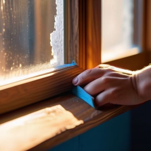 Draught-proofing an old window to stop chills.